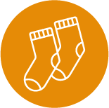 icone chaussettes contour blanc dans rond orange